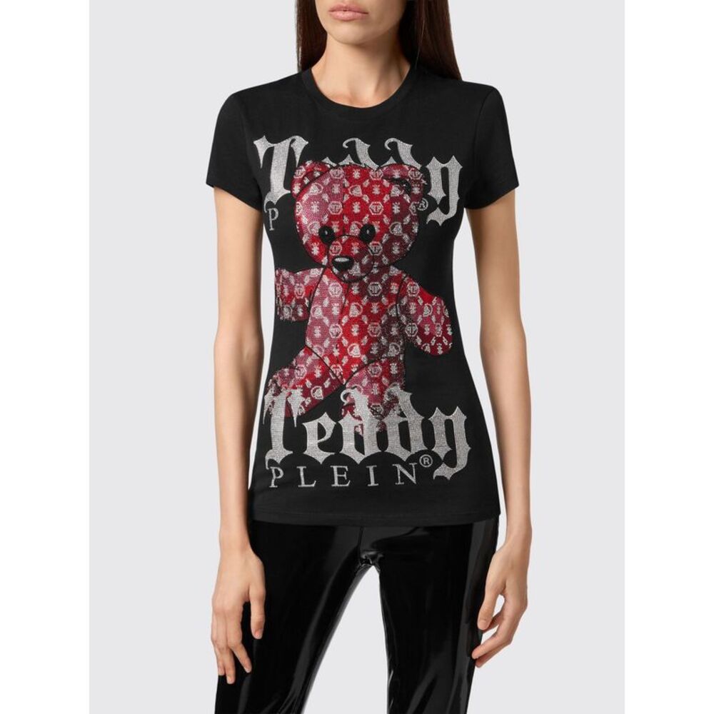 Slim Fit Jersey T-Shirt Philipp Plein With Rhinestone Teddy Bear Graphic